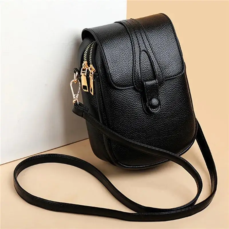 Simple Design PU Leather Crossbody Shoulder Bags for Women Spring Retro Branded Handbags and Purses Ladies Mobile Phone sac