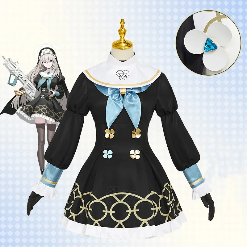 Saclaco Cosplay Costume Game Blue Archive Cosplay Dress Sister Suit with Veil Halloween Uniforms Anime Clothing Custom Made