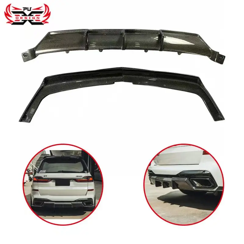 Rear Bumper Diffuser Lip For BMW G07 X7 M Sport 2019-2023 Carbon Fiber Bracket Spoiler Splitter