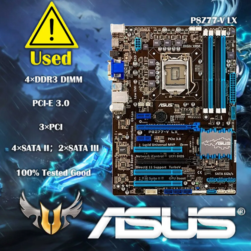 

ASUS motherboard P8Z77-V LX LGA 1155 DDR3 i3 i5 22/32nm CPU USB3.0 32GB SATA3 VGA HDMI Z77 Desktop motherboard