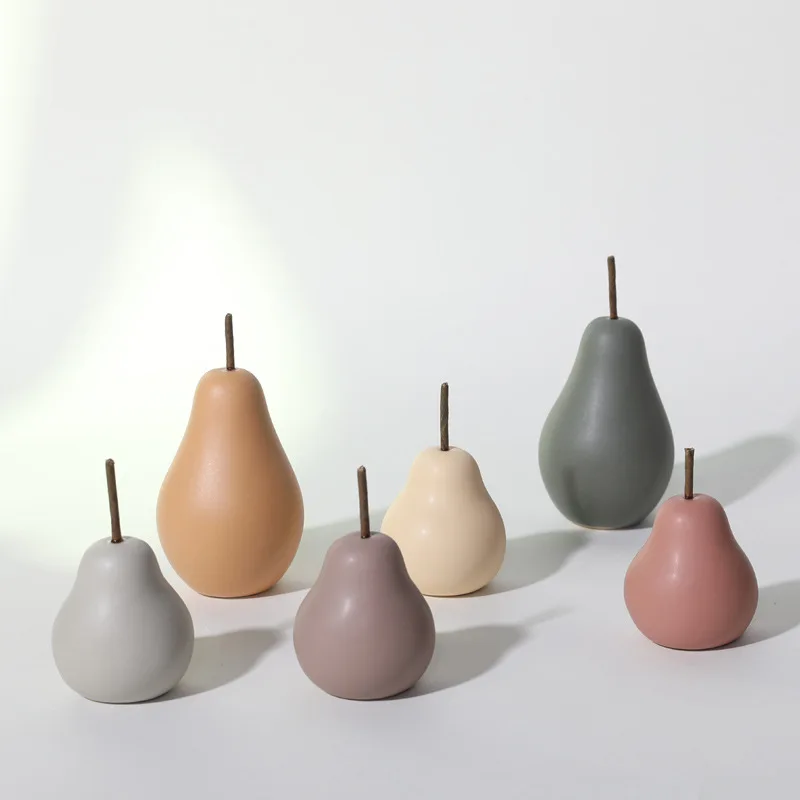 Nordic Ins Style Fresh Ceramic Pear Ornament, Creative Home Decor for Living Room & Office, Wholesale Available