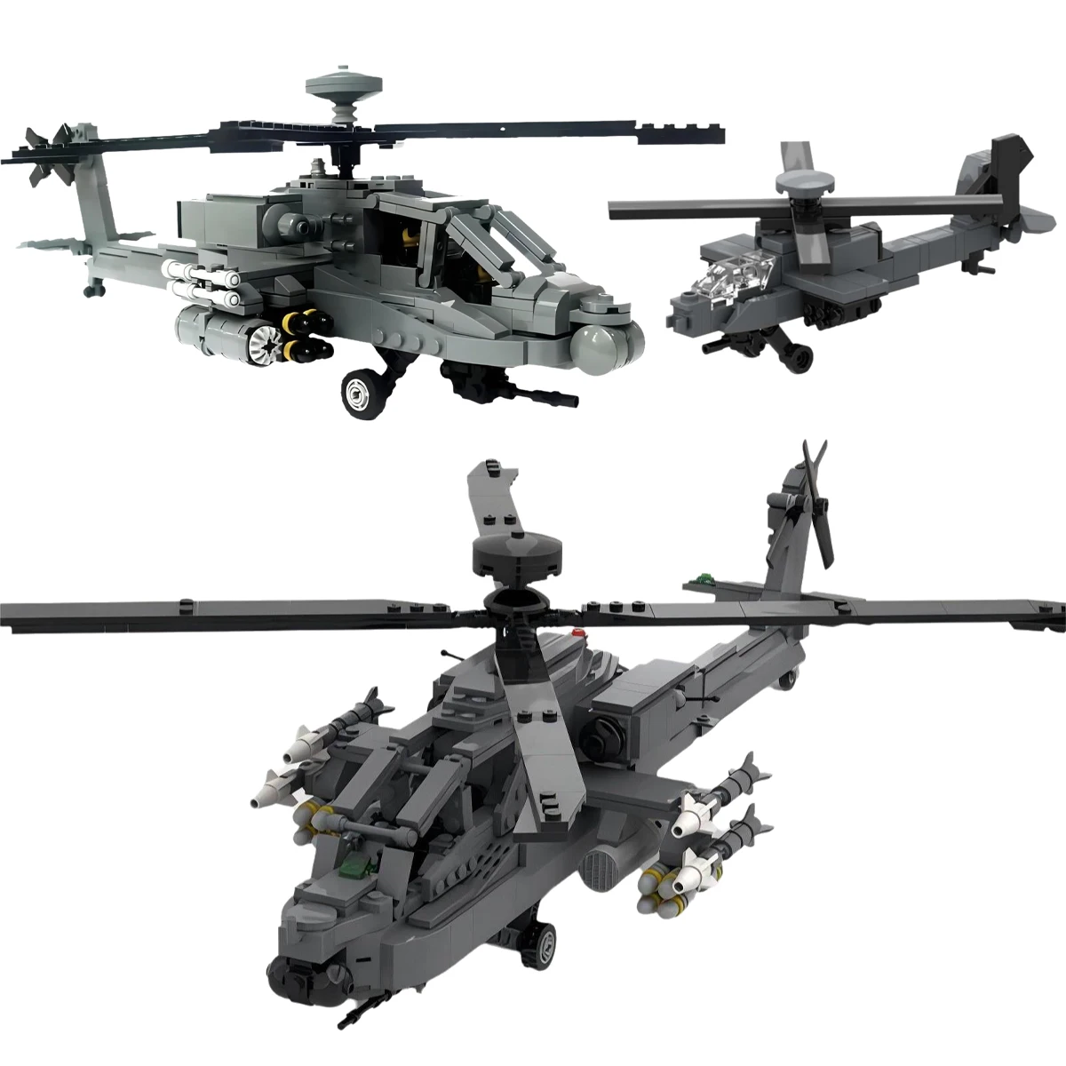 MOC Creative Space Military Series Mini AH-64 Apache Armed Helicopter Building Block Model Children's Assembly Toy Birthday Gift