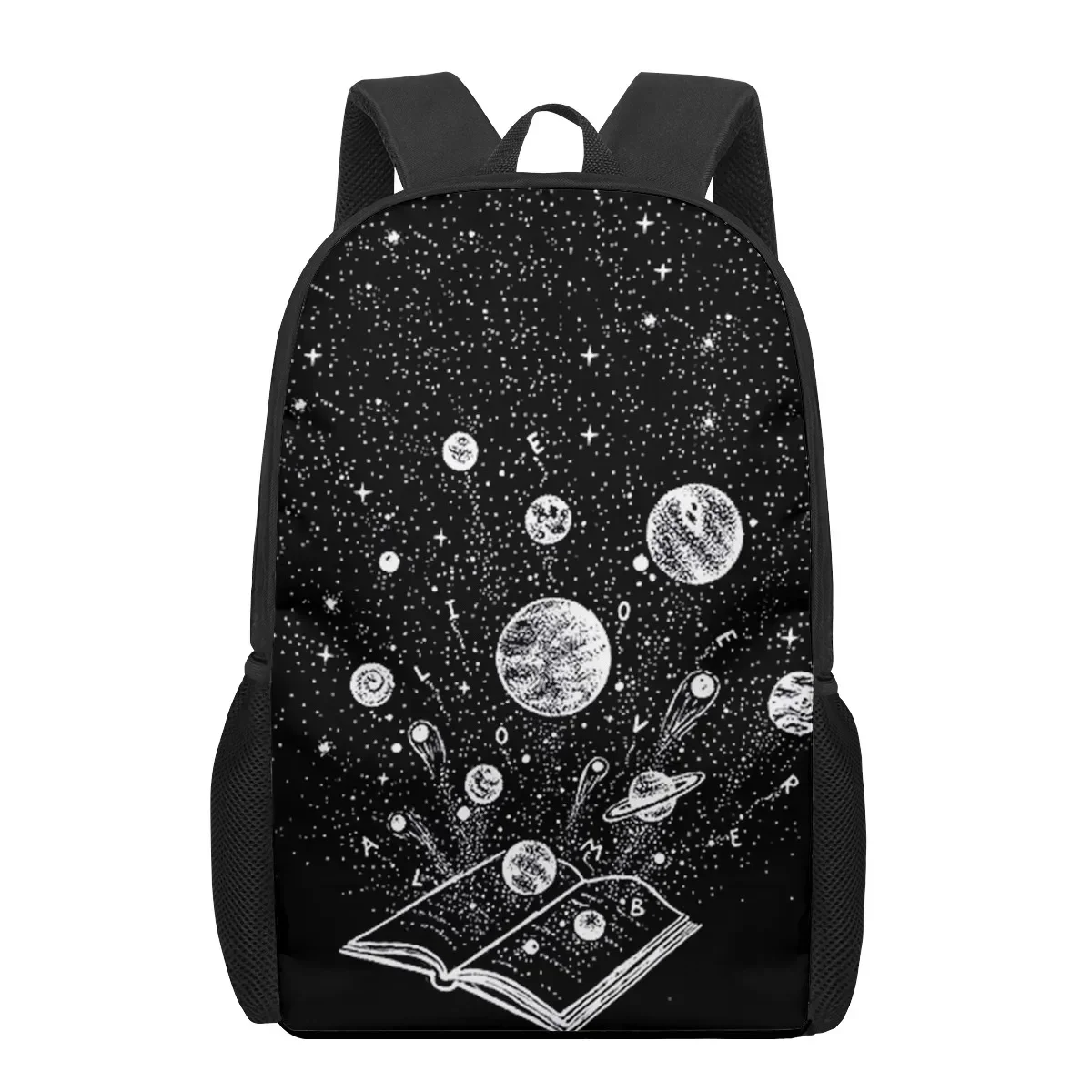 

Artistic Black White Illustration Pattern School Bag for Children Girls Boys Casual Book Bags Teenager Daily Storage Rucksacks