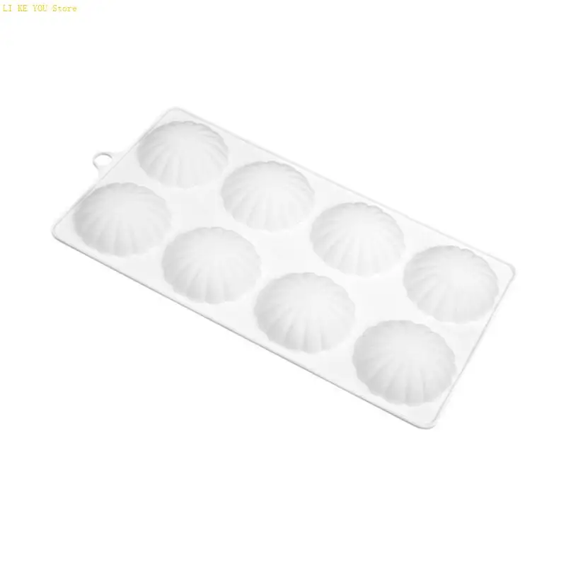 W3JE 8-cavidad pétalos semicirculares silicona mouse mousse molde pastel diy herramienta decoración horno