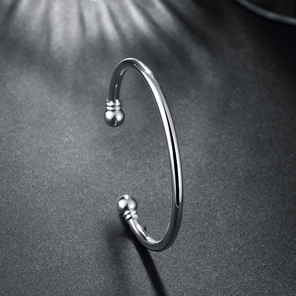 promotions 925 Sterling Silver Cuff Bangle fashion women jewelry High quality charm retro elegance circular bracelet wedding