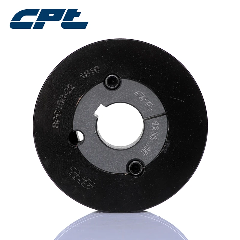 CPT SPB V-Belt pulley double Groove, 107mm outside diameter, 100mm pitch diameter, 1610 Bushing, SPB100-02-1610