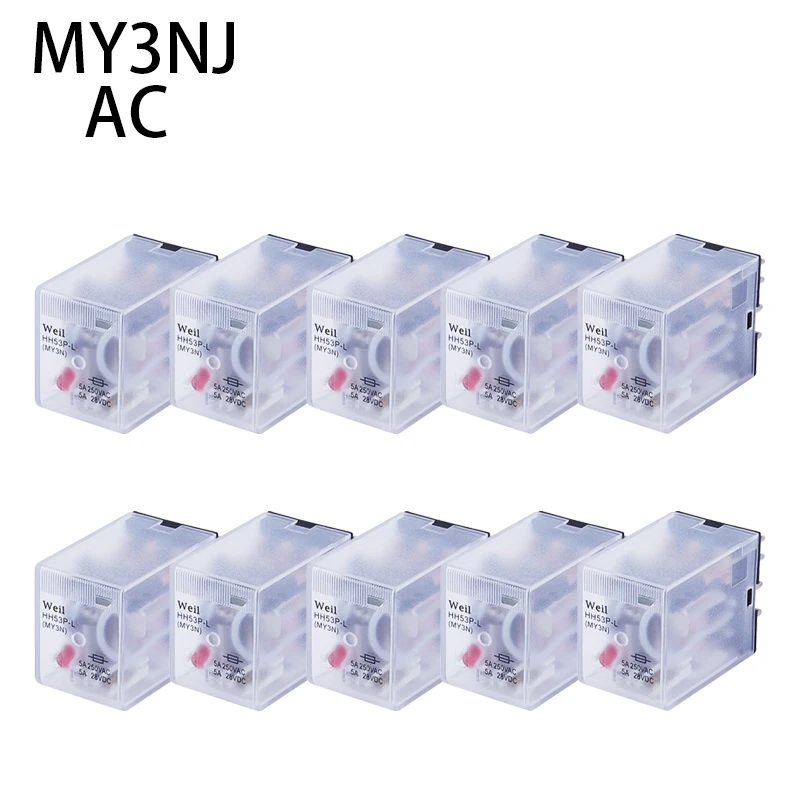 

10PCS Micro Mini Relay HH53P MY3NJ MY3 11-Pin AC12V/AC24V/AC110V/AC220V Coil General Purpose Intermediate Electromagnetic