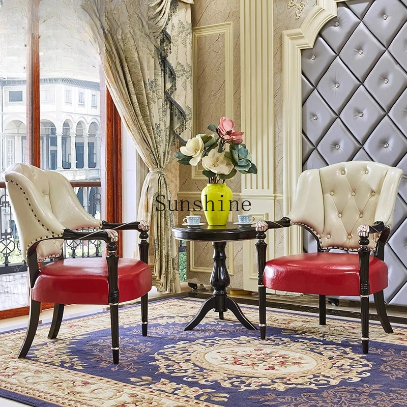 

European single sofa chair casual armrest light luxury backrest living room bedroom balcony three-piece set