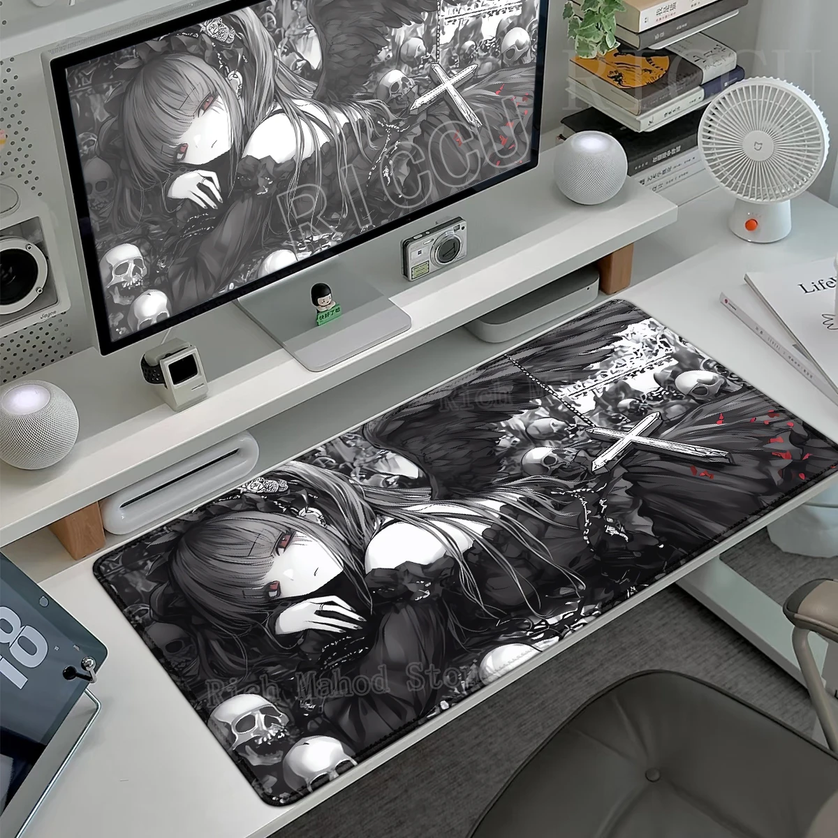 

Angel Girl Mouse Pad Kawaii Dark Girls Non-Slip Rubber Desk Mat Gaming Bedroom Decor Tablemat Pc Accessories Extended pad Carpet