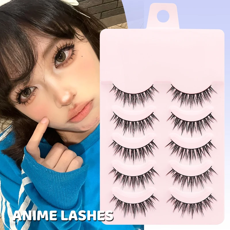 5 Paar weiche Streifenwimpern, Manga-Make-up, koreanische natürliche falsche Wimpern, DINGSEN, natürliche Wimpern, Ärmel, Anime, tägliche Wimpern – Detail 1