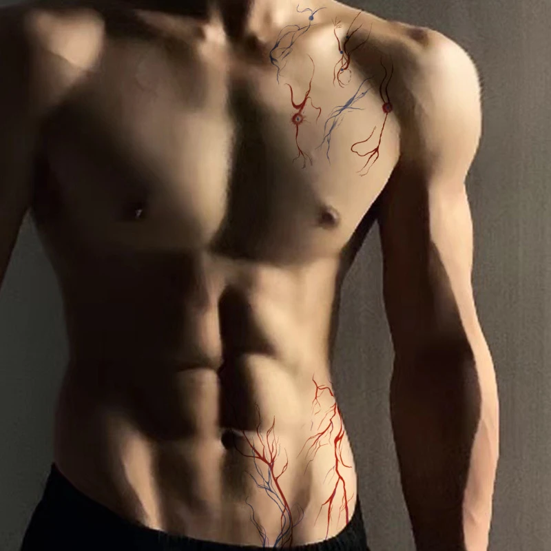 Lightning Lines Herb Juice Fake Tattoos For Woman Men Art Waterproof Lasting Temporary Tattoo Stickers Goth Wrist Arm Tattoos