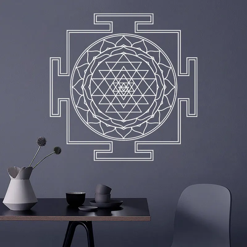 Sri Yantra Mandala Decal Wall Room Decor Art Vinyl Sticker Mural Yantra Logo Symbol Big Large Size Home Decoration MA-40