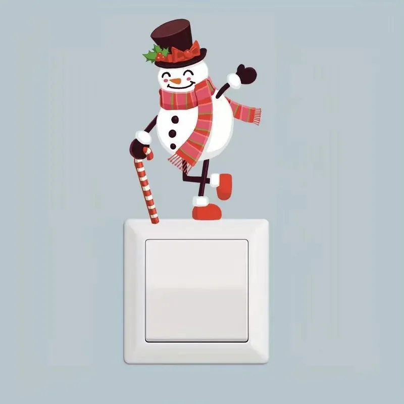 Christmas Light Switch Socket Sticker Self‑Adhesive Wall Decal Santa Reindeer Home Bedroom Holiday Party Ornament
