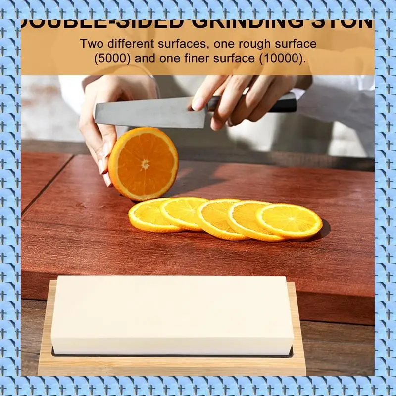 

NOCM Whetstone Set,5000/10000 Grit Double-Sided Knife Sharpening Stone For Kitchen,Non-Slip Bamboo Base And Angle Guide