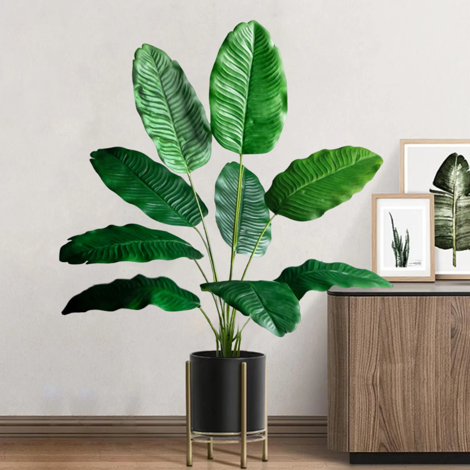 65–125 cm/47,2 Zoll große tropische Palme, gefälschte Bananenpflanzenblätter, fühlt sich echt an, Strelitzia Reginae-Kunststoffpflanze für den Hausgarten – Detail 10