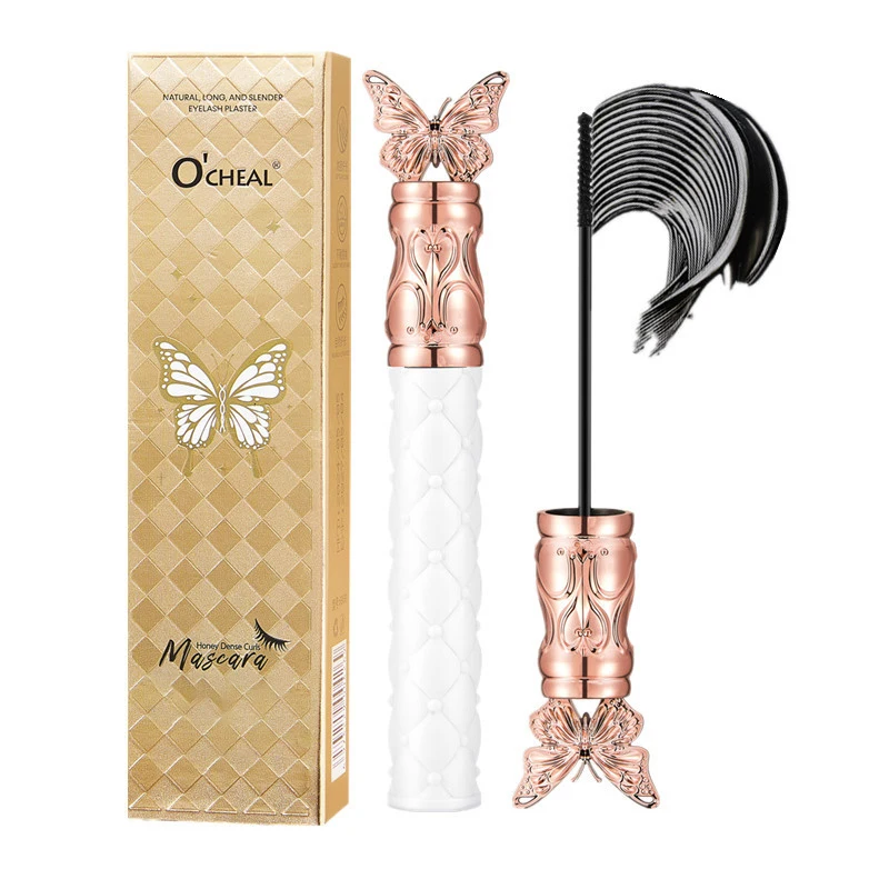maveraKa Mascara farfalla dorata Ricci Ciglia lunghe Non sbavature Mascara resistente al sudore impermeabile a lunga durata Cosmetici per il trucco