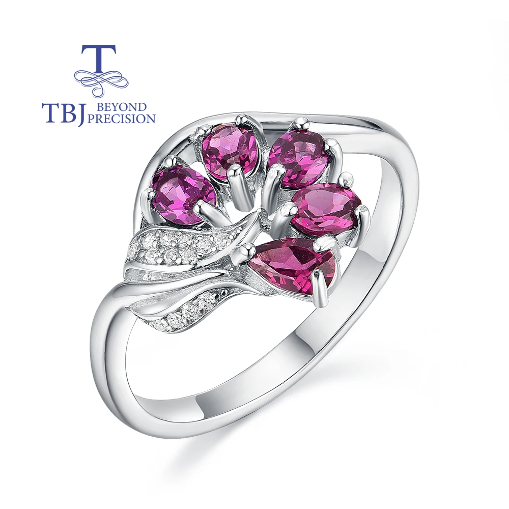 

Gorgeous Natural rhodolite garnet ring real gemstones Luxury 925 sterling silver fine jewelry for women's wedding proposal gifts