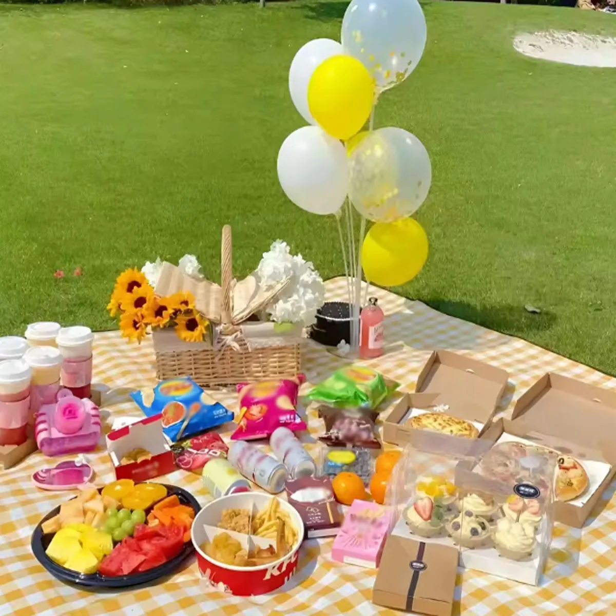 بطانية نزهة مقاومة للماء، بطانية شاطئ قابلة للغسل وخفيفة الوزن مناسبة للمشي لمسافات طويلة والتخييم والمتنزهات الخارجية