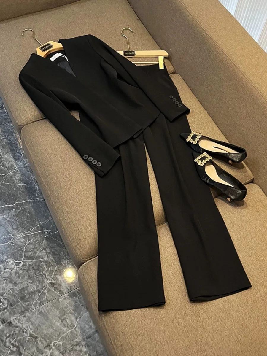 여성용 전문가용 가을 겨울 패션 와이드 레그 팬츠 조끼 세트 고품질 C942