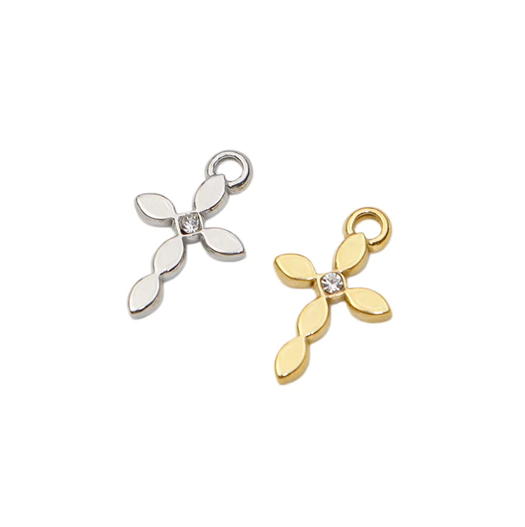 5pcs 304L Casting Stainless Steel Cross Jewelry Charms Pendant Componets DIY Handmade PVD Plated Necklace Earrings Bracelets