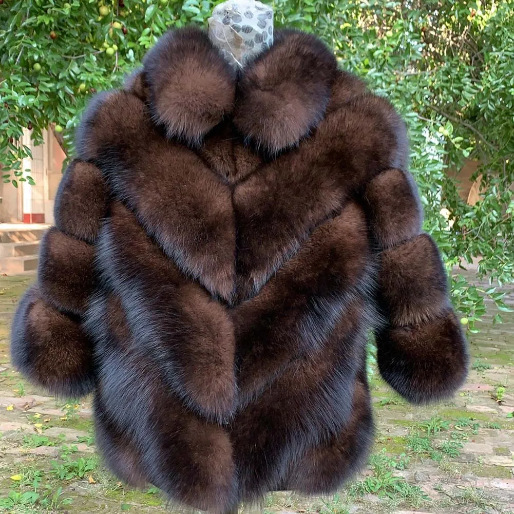 

Luxury Designer Fox Fur Coat Woman Autumn Winter Furry Fur Coat Woman Clothes Elegant Fox Fur Jacket