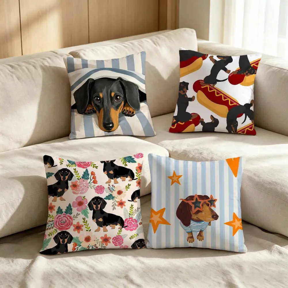 Sausage Dog Dachshund cute Comfortable soft Pillow Case for Sofa cartoon kawaii Living Room Home office Decor Protective Covers
