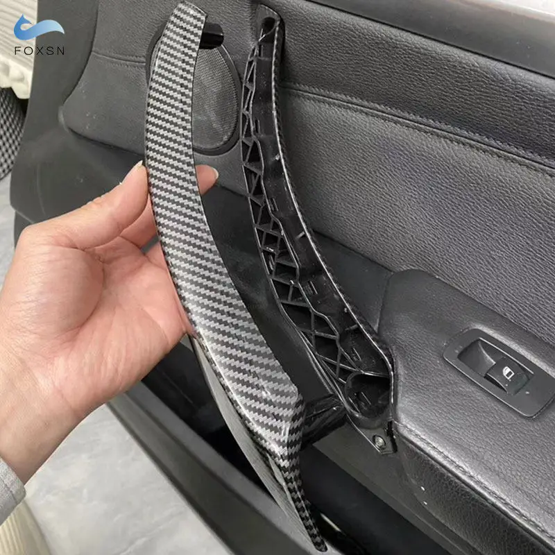 Car Interior Door Panel Handle Pull corrimano Trim Cover per BMW X5 X6 E70 E71 E72 2008 2009 2010 2011 - 2013 ABS Carbon Texture
