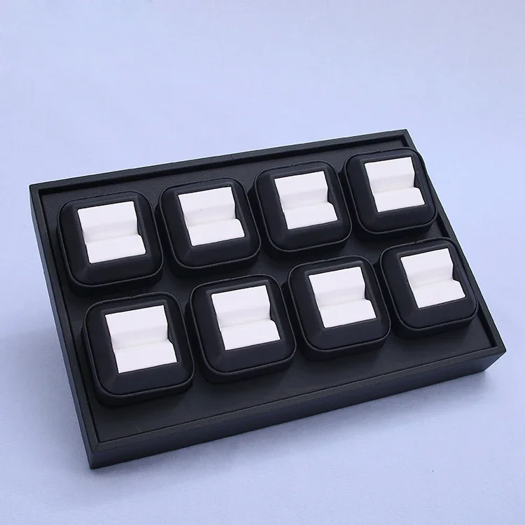 Haute Jewellery Diamond Gem Storage Show Tray Black PU Leather Loose Gemstone Display Stand Pearl Holder Showcase Bead Organizer