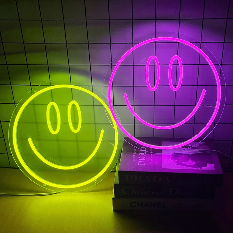 Smile Face Neon Sign for Bedroom Game Room Wall Decor LED Light Signs Kids Room Wedding Party Decoration Neon Personalized Gifts