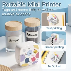 Dolewa D2 Label Maker Printer Portable Printer Cartoon Cat Thermal Paper Label Sticker Paper for Photo Printing Error Printing
