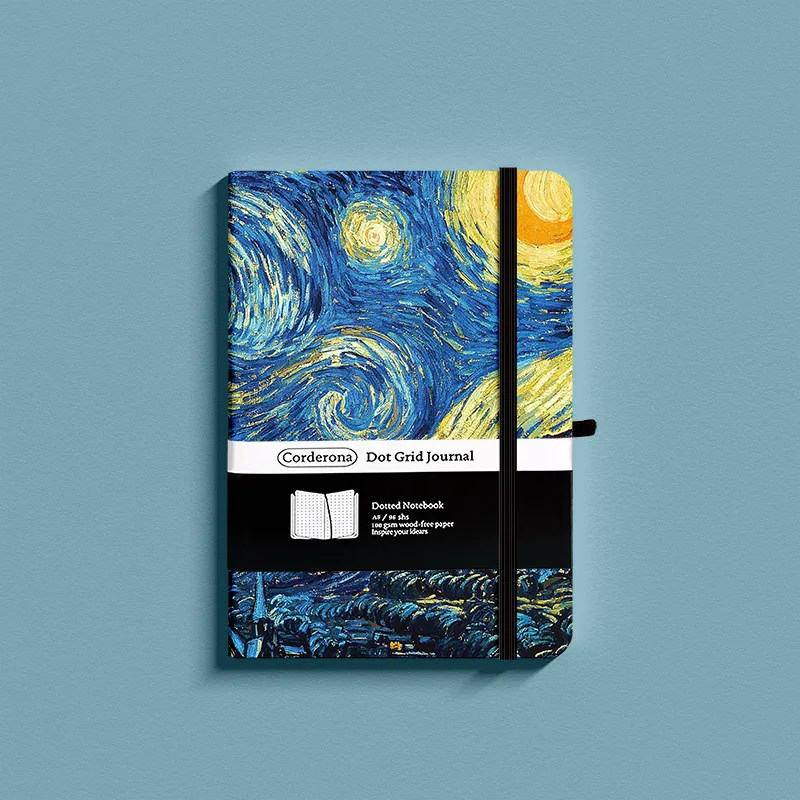 A5 Starry Night Bullet Dotted Journal Sketchbooks Vincent Van Gogh Blossoming Almond Tree Notepad Ruled Lined Notebook