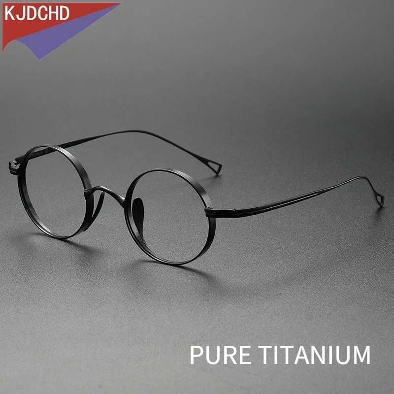 موضة صغيرة الحجم النظارات الرجعية التيتانيوم النقي النظارات المستديرة مريحة وصفة طبية إطار نظارات الرجال النساء 10518 #1