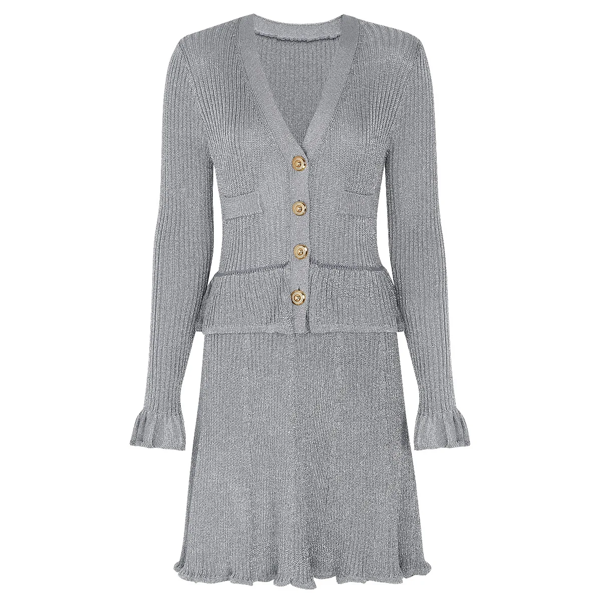 ZJYT Spring Autumn Fashion Knitting Sweater Dresses for Women Long Sleeve Elegant V Neck Winter Basics Short Party Dress Red