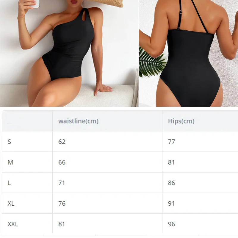 One Pieces Swimwear One Shoulder Sexy Swimming Suit  Hollowed Out One Side Female Set Wrinkle Plain Swimsuit