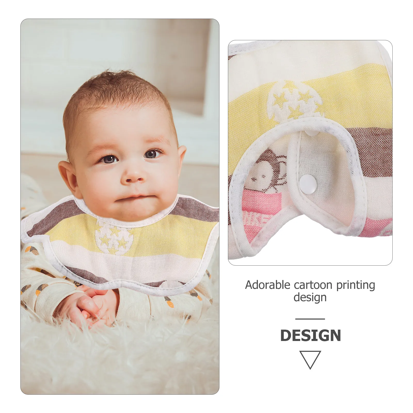 

5pcs Cotton Baby Bibs Cartoon Print Newborn Saliva Towels for Infants Girls Boys Feeding Apron Kids Drool Bib Scarf