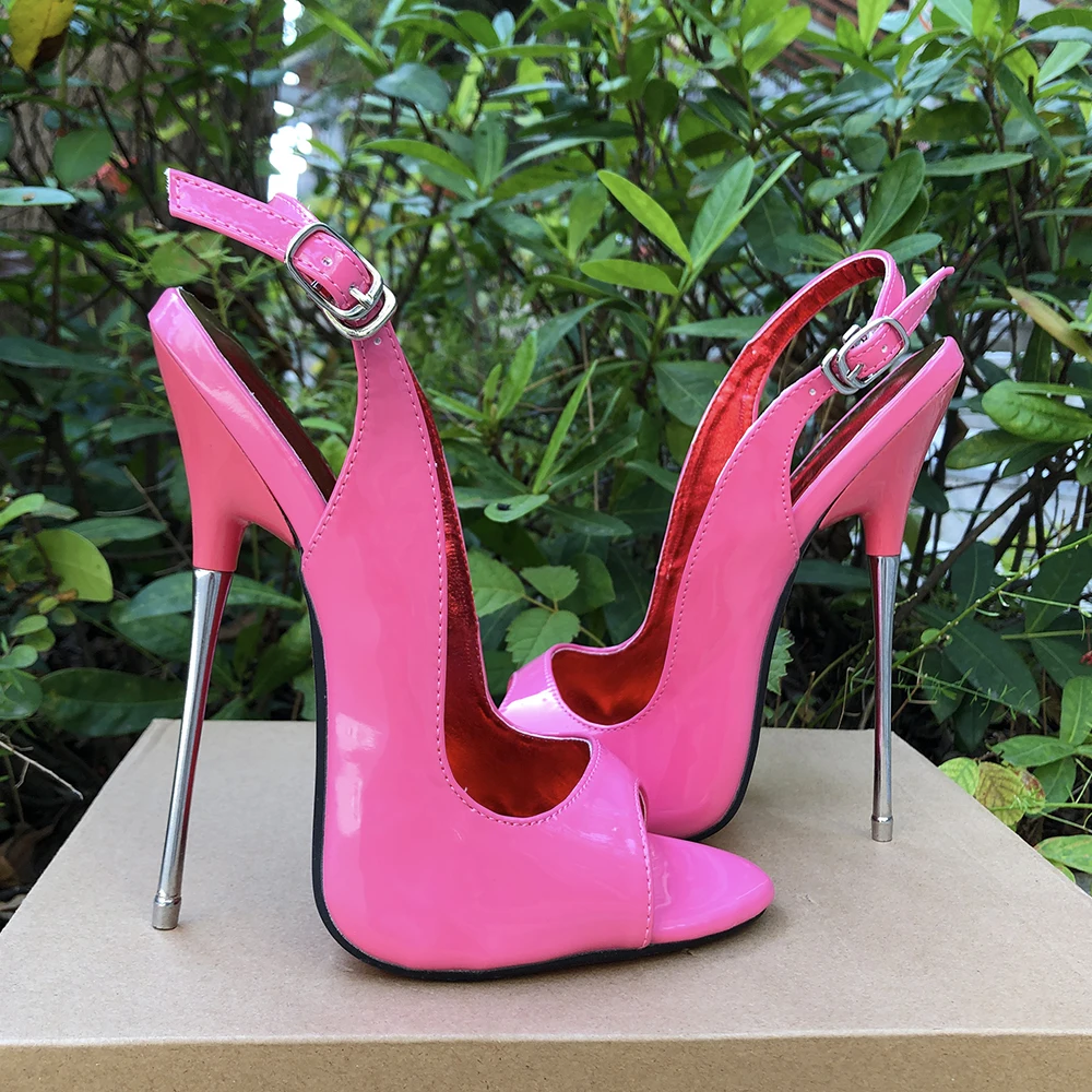 Woman Sandals 16cm Extreme Thin High Heels Sexy Pink  Stilettos Pumps Peep Toe Fetish Model Club Man Crossdresser Unisex Shoes