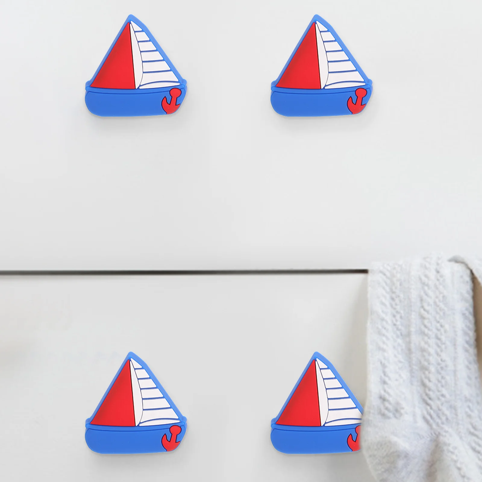 

2 Pcs Sailboat Drawer Pulls Soft Plastic Cabinet Handles Bedroom Children Room Nautical Style Furniture Pull for Dresser