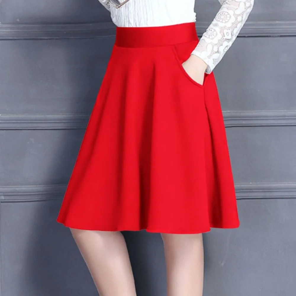 Women's Sporty Mini Umbrella Skirt New Summer A-Line Elastic Pleated Flared Skirts Temperament A-line Skirt Elastic Waist