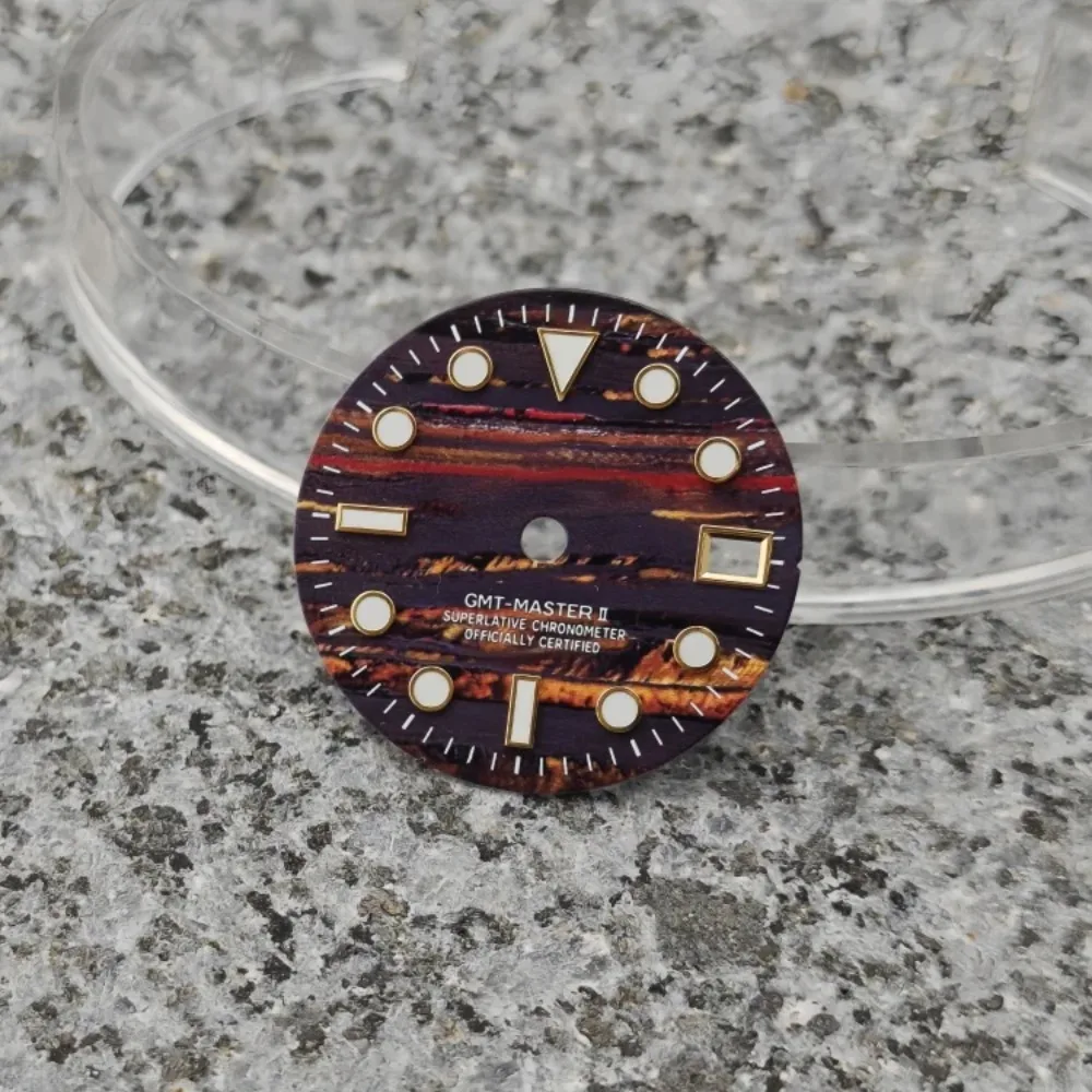 Tarcza GMT 28,5 mm NH34 z teksturą kory, tarcza R z niebiesko-zielonymi luminescencyjnymi indeksami BGW9, akcesoria do zegarków nurkowych z mechanizmem NH34