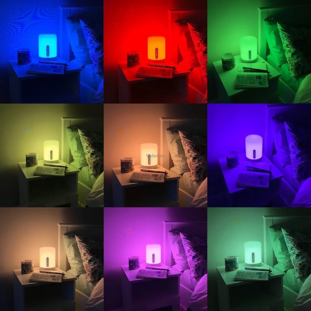 Original Xiaomi Mijia โคมไฟข้างเตียง2การเชื่อมต่อ WiFi แผงควบคุม APP ทำงานร่วมกับ HomeKit ของ Apple Siri แบบพกพาโคมไฟข้างเตียง