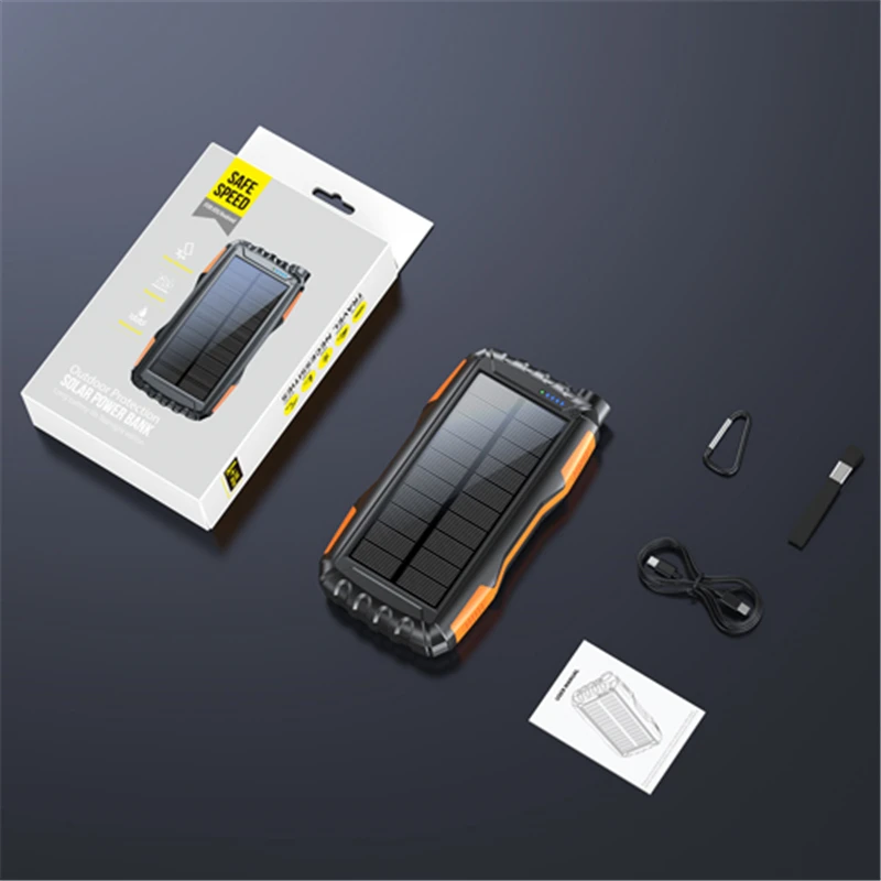 Solar Power Bank 42800mAh 2 USB Fast Charging Portable Charger Powerbank for iPhone Samsung Huawei Xiaomi External Spare Battery