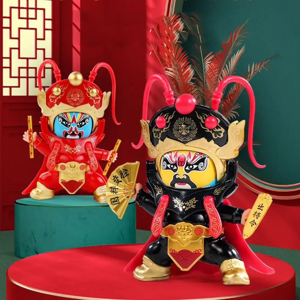 Face Changing Chinese Peking Opera Figure, Boneca com chapéu móvel, 4 maquiagens faciais, decoração engraçada, presente de aniversário infantil