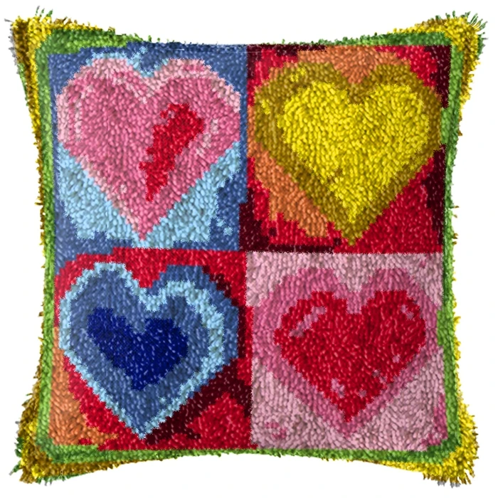 Love & Heart Latch Hook Cushion kit federa Crochet Hobby & Crafts filato fai da te per ricamo fodera per cuscino cuscini per divano letto