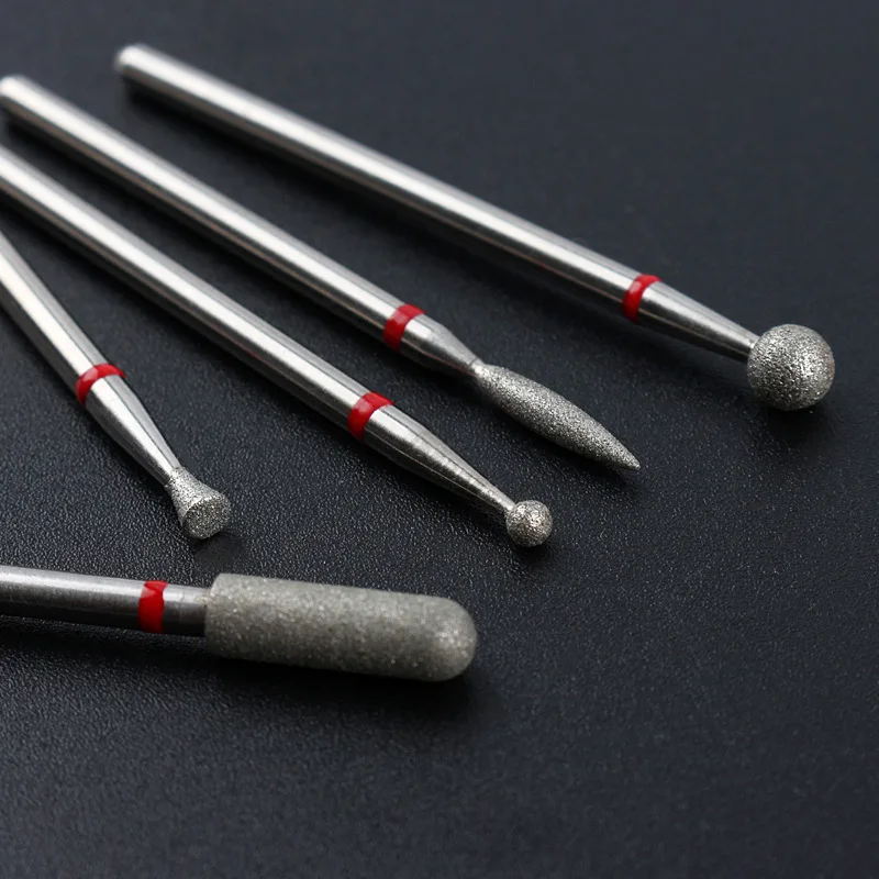 1/5Pcs Red Diamond Nail Drill Bit Milling Cutter for Manicure Electric Rotary Burr Cuticle Tools Accessories