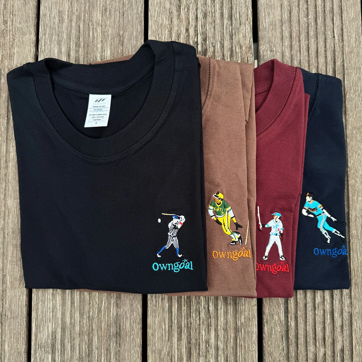 American Vintage 2026 Summer Baseball Player Embroidered Crewneck T Shirts Unisex Loose Cotton Short Sleeve Tops Casual Tees