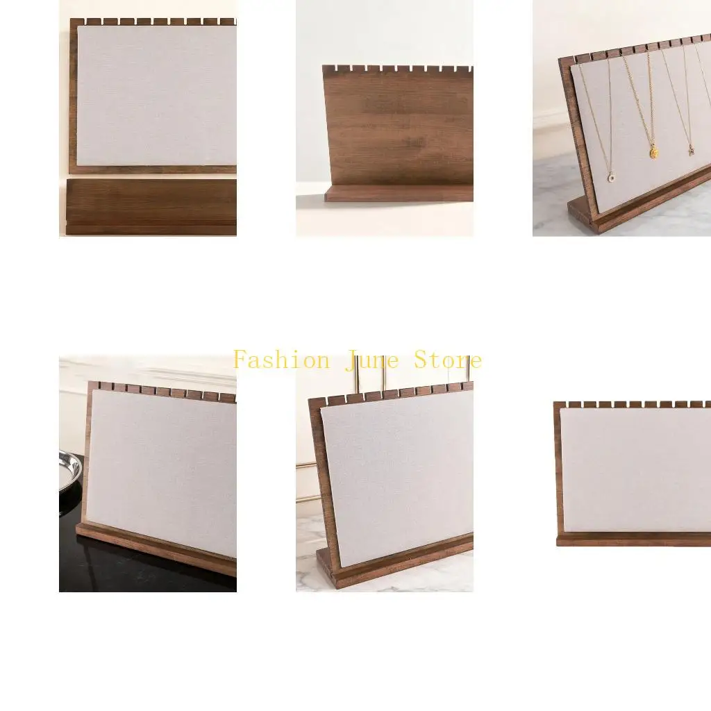 

N5KA Деревянная подставка для ожерелья с отделкой из орехового дерева Элегантная вертикальная стойка для хранения ювелирных для