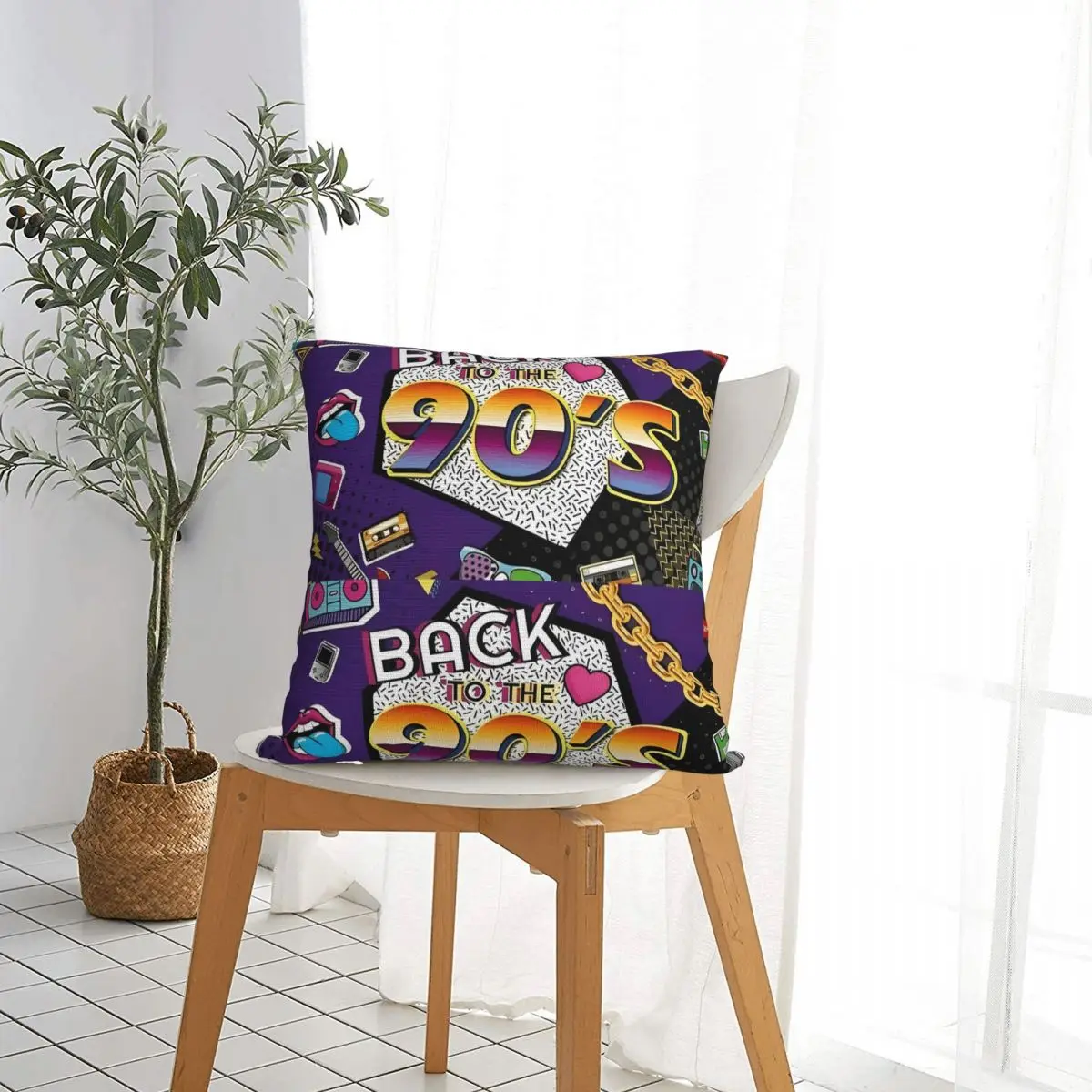 Retro 80 90s Throw Pillow Cover Polyester Throw Pillow Graffiti Music Novelty Pillowcover Home Decor