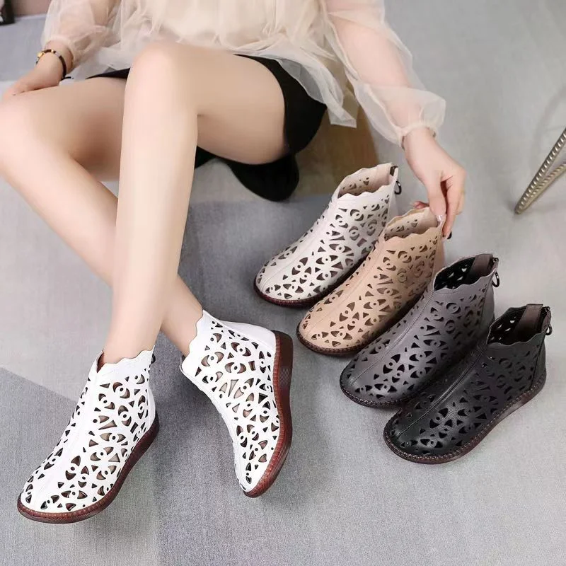 

Casual Women Shoes Fashion Breathable Flats Casual Soft Non-slip Shallow Sandals for Females Solid Covered Heel Zipped Sandals