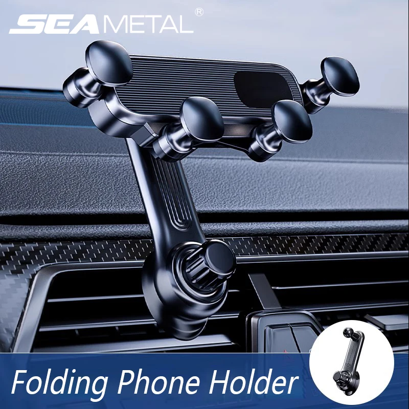 SEAMETAL Gravity Car Phone Holder Air Vent Telescopic Car Phone Mount 360-Degree Air Outlet Smartphone Support for 4.7-7 inch