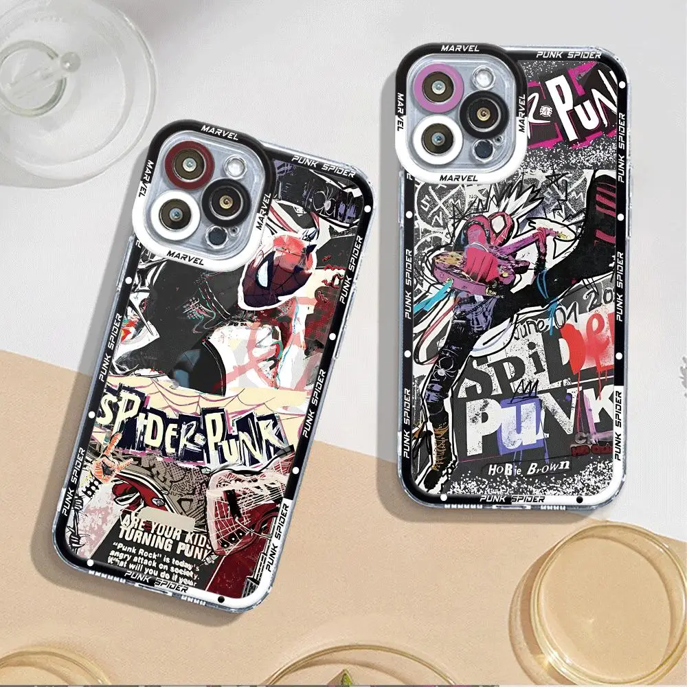 Marvel Spider Man Punk  Phone Case for Apple iPhone 13 12 Mini 8 Plus XS X 7 14 Pro Max 11 Pro SE 15 Pro XR Cover